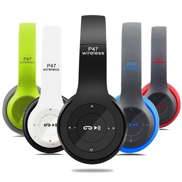 P47 Bluetooth Foldable Headset with Microphone - Supports FM Radio & TF Card for PC, Smartphone
